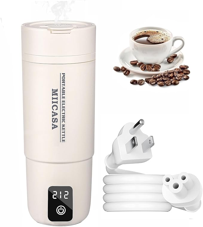 Travel Kettle,Miicasa Dual Voltage Portable Electric Kettle 110V-240V Smart Small Water Boiler for Tea & Coffee,6 Temperature Control,for Global Use,17oz