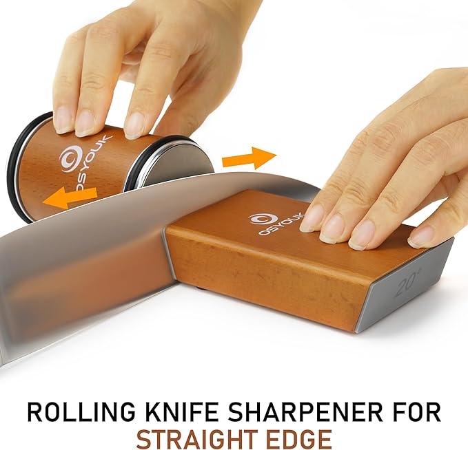 Knife Sharpener Tool- Afilador de cuchillos fácil -Rolling Knife Sharpeners Kit,Knife Sharpening with Diamonds and Ceramic, Magnetic Knife Sharpener, Offering 15°& 20° Magnetic Angles,Regalo del padre