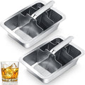 2 Pcs 6 Slot Stainless Steel Ice Cube Maker and Tray Ice Cube Tray for Bars Kitchens Levers Remove Cubes Easy Removal Metal Food Grade Freezer Molds for Food Juice Dishwasher Safe