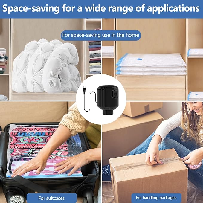 Electric Air Pump for Vacuum Storage Bags Space Saver Vacuum Storage Bag Pump for Compression Clothing, Portable Vacuum Pump