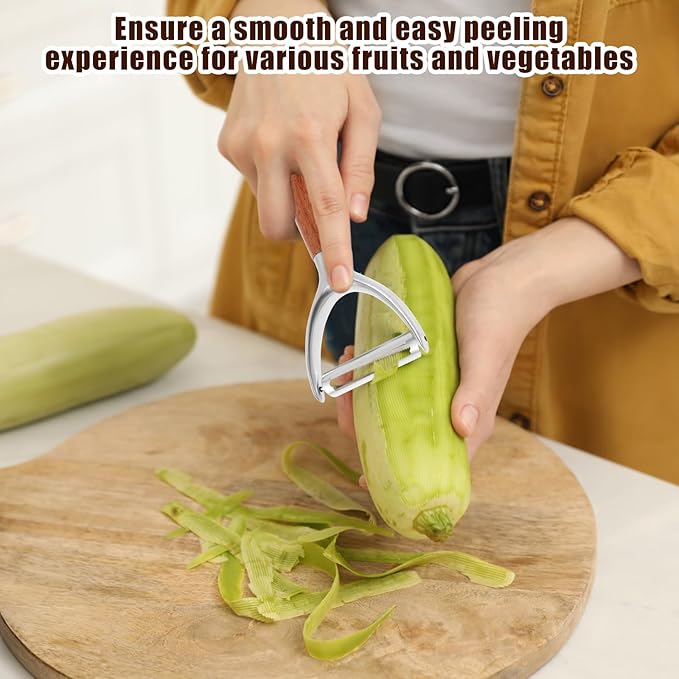 5Pcs Y Style Stainless Steel Vegetable Peeler for Fruit Veggie Heat Resistant Incisive Cucumber Peeler With Solid Wood Handle for Home Kitchen Use