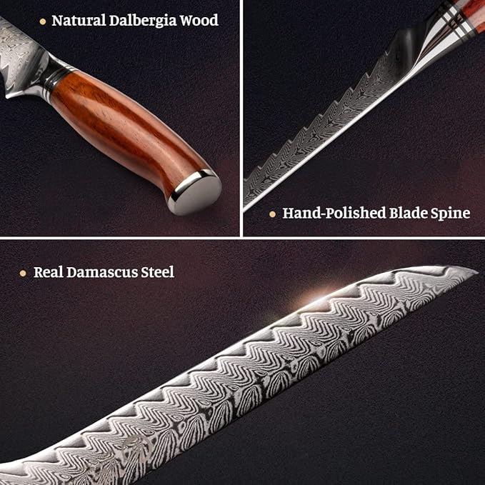 YARENH Boning Fillet Knife 6 Inch, Professional Kitchen Chef Knife, 73 Layers Damascus High Carbon Steel, Full Tang Sandalwood Handle, FYW Series