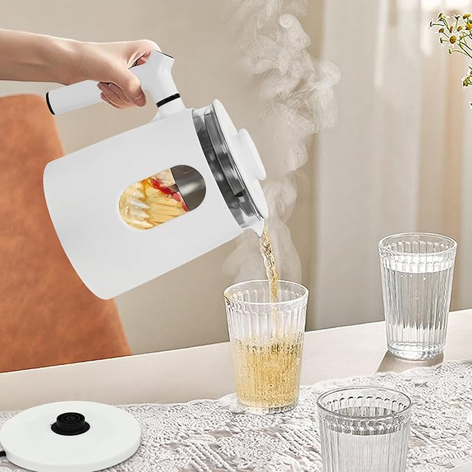 Electric Kettle,Temperature Control Glass Tea Maker LCD Display,Water Boiler & Heater With 360° Swivel Base and 6 Different Kinds of Functions For Coffee,Tea,Milk,Water,Hot Chocolate (White)