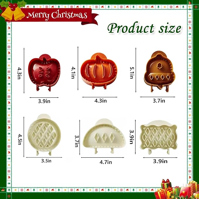 6PCS Mini Hand Pie Molds,Party Potluck Hand Pie Molds for Baking,Fits All Kinds of Festivals and Parties (6PCS-B)