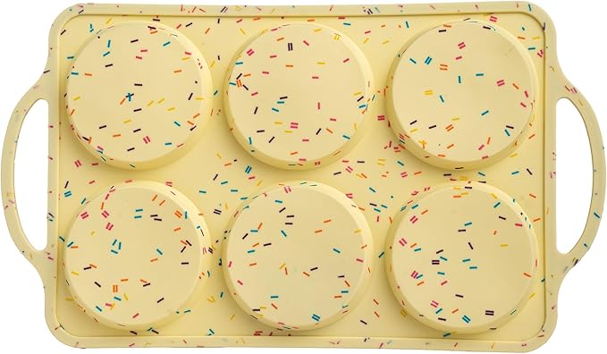 Jumbo Top Silicone Muffin Pans for Baking, 4 Inch Silicone Jumbo Muffin Pan 6 Cup, Egg Pan for Baking English muffins, Whoopie Pies, Corn Bread Bites, Confetti Muffin Top Pans Non Stick