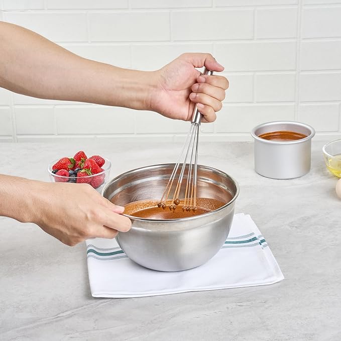 Restaurantware-German Standard 10.6 Inch Ball Whisks, 6 Kitchen Whisks With Silicone Balls - Ergonomic Handle, Dishwashable, Stainless Steel Manual Egg Beater, Durable, For Whisking, Stirring, Mixing