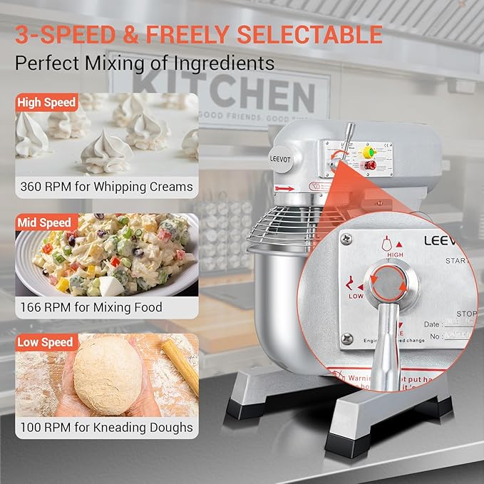 30 QT Stand Mixer, Commercial Industrial Grade Kitchen Electric Food Mixer with Stainless Steel Bowl, 3 Types of Mixing Tools, Built for Professional Baking: Effortlessly Handles Large Recipes