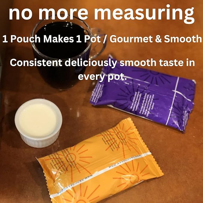 Sarasota Coffee Ground Packets | Gourmet Flavored Medium Roast Bulk Coffee Packs | Christmas Holiday | Low Acid Mold Free Singles Individual Pouches for 12 Cups Maker | 2 Ounce Bags, 36 Count