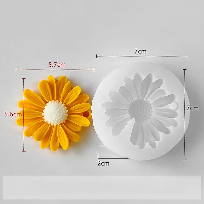 2 Pcs Daisy Flower Pendant Candle Mold - 2 Style - Silicone Resin Casting Molds for Candle & Resin & Soap Craft Supplies