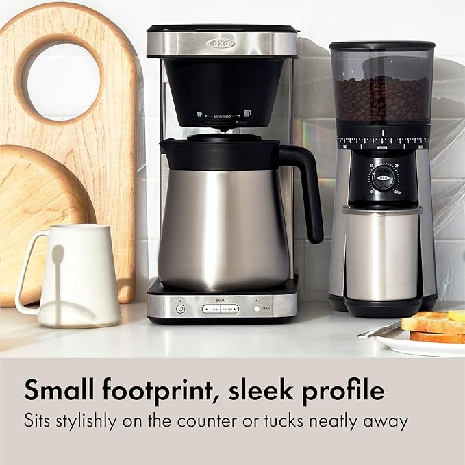 OXO Brew 8-Cup Coffee Maker - Single-Serve & Carafe, Thermal Stainless Steel, SCA Certified