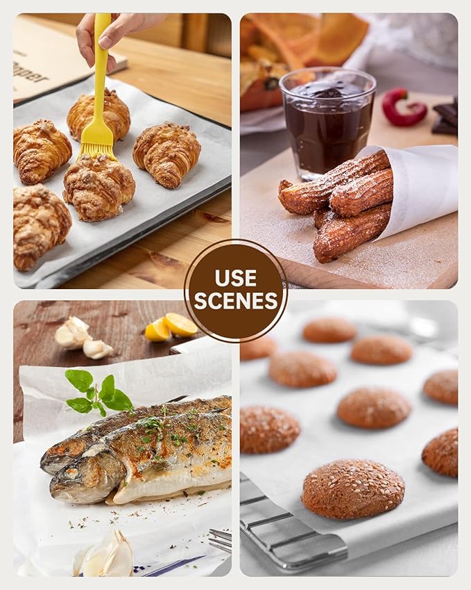 220 Pcs 12x16 In Parchment Paper Sheets, Baklicious Pre-cut Non-Stick Parchment Baking Paper for Air Fryer, Oven, Bakeware, Steaming, Cooking Bread, Cupcake, Meat, Cookies