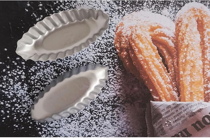 10PCS Aluminum Boat Tart Pan, Fluted Oval Tart Mold, Small Boat Shape Baking Mold, Wavy Tartlet Pie Pans, Pudding Molds Flower Edge Trays Specialty Design - Silver
