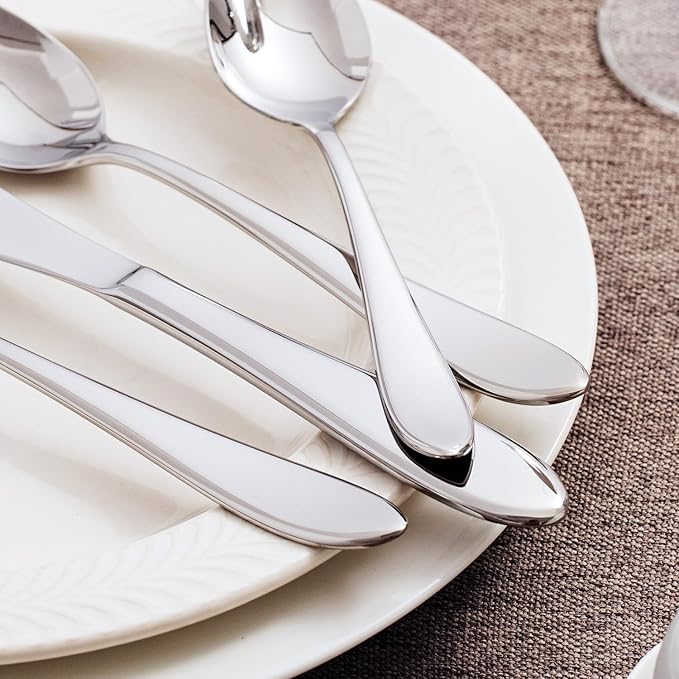 KINGSTONE 40-Piece Silverware Set for 8,18/10 Premium Stainless Steel Flatware Set, for Home, Restaurant, Wedding and Party Use, Mirror-Polished Cutlery Set, Dishwasher Safe.