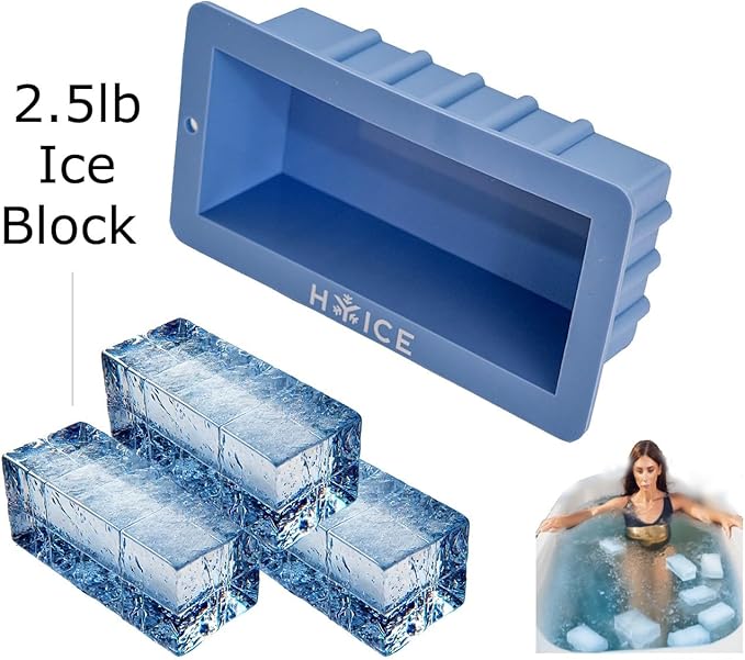 Heavy Duty 2.5lb Ice Block Mold for Ice Bath, Coolers, DIY and soap making, Large ice cube tray, Large silicone molds, ice bath tub, big ice cube tray, blue ice packs for coolers