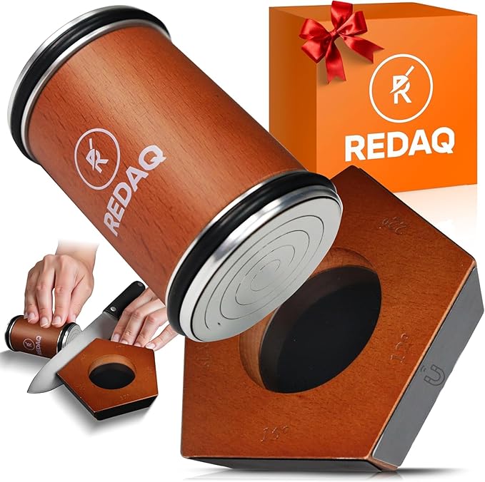 Rolling Knife Sharpener – Restore Dull Knives Quickly with 5 Magnetic Angles (12°–25°), Diamond & Corundum Discs, Safe, Stable and Easy for Home & Professional Chefs