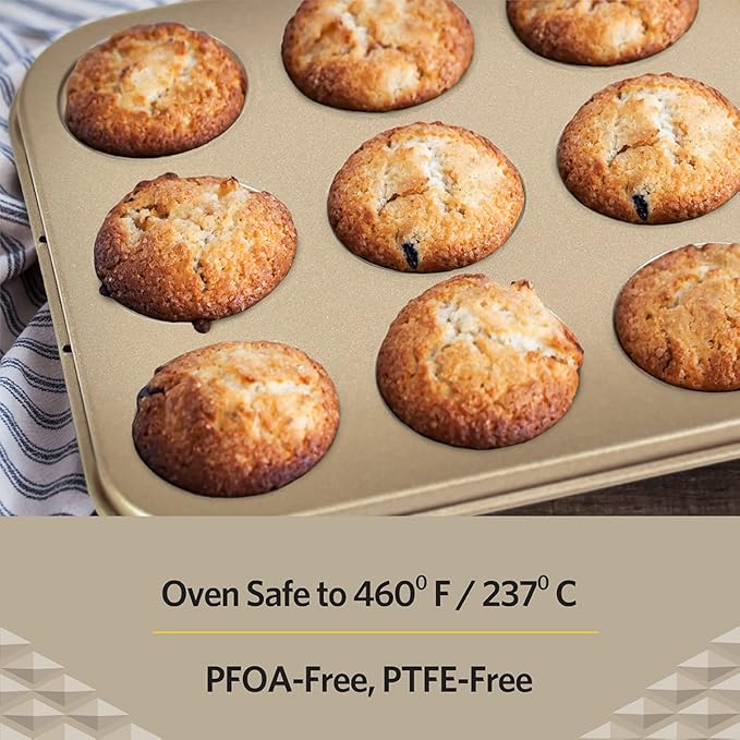 Glad Mini Muffin Pan Nonstick - Heavy Duty Metal Cupcake Tin with Small Baking Cups, Mini 12-Cup