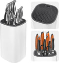 Fohil Knife Block without Knives, Universal Knife Block, Detachable Knife Holder, Space Saver Knife Storage Holder with Scissors Slot, Sharpening Bar Slot, Kitchen Knife Holder White