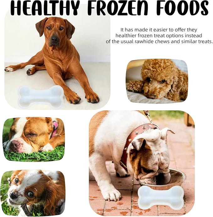 Large Silicone Dog Bone Mold 2 Pack - Large Bone Shaped Ice Cube Trays, Dishwasher Safe Non-Stick Freezer & Oven Mold for Frozen Treats, Baking, Dog Chews (White)