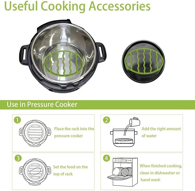 Slow Cooker Silicone Rack, Used for Roasting Pot Cooking Steamer Silicone Pressure Cooker Baking Accessories Compatible with 6 quarts and 8 quarts Stove (Oval, Green, red)