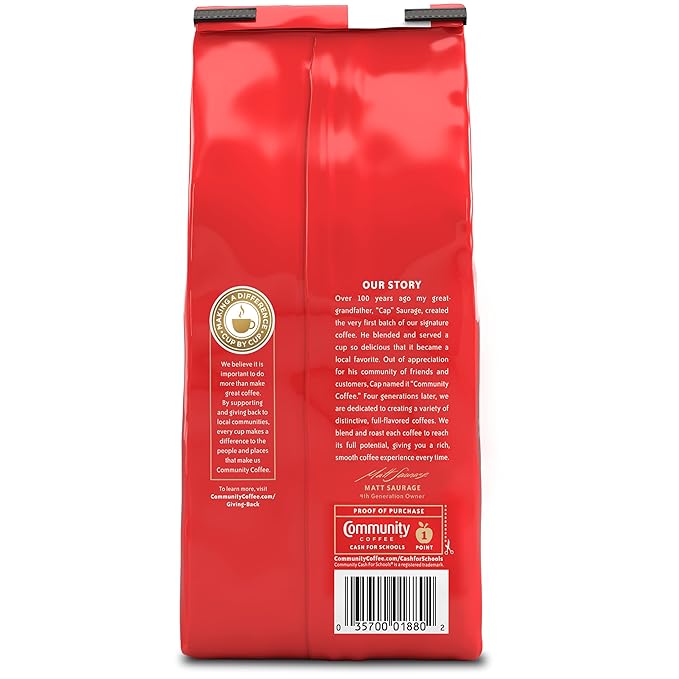 Community Coffee Breakfast Blend Whole Bean Coffee, Medium Roast, 12 oz Bag (Pack of 1)