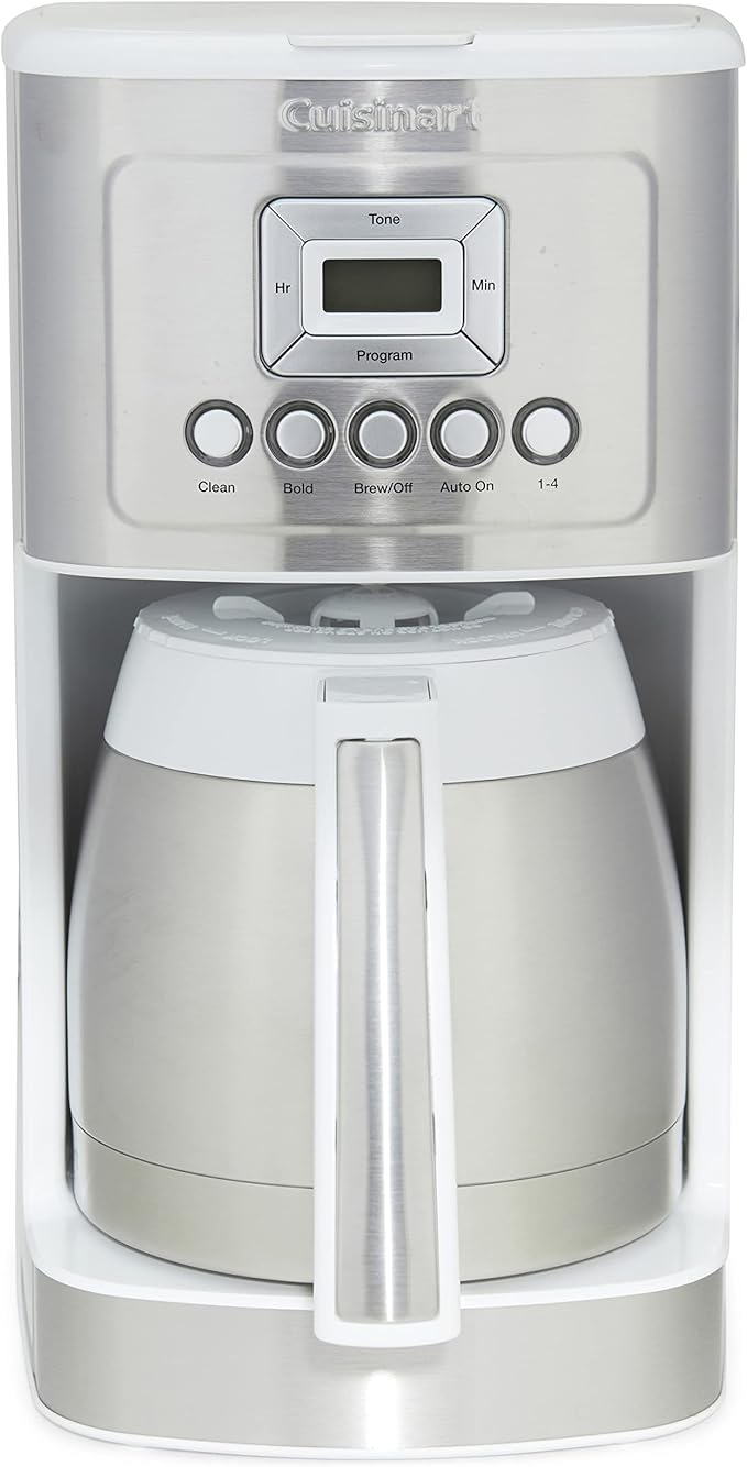 Cuisinart 12-Cup Coffee Maker with Thermal Coffee Carafe, Stainless Steel, Programmable Large Capacity Drip Coffee Machine for Home or Office, DCC-3400W, White