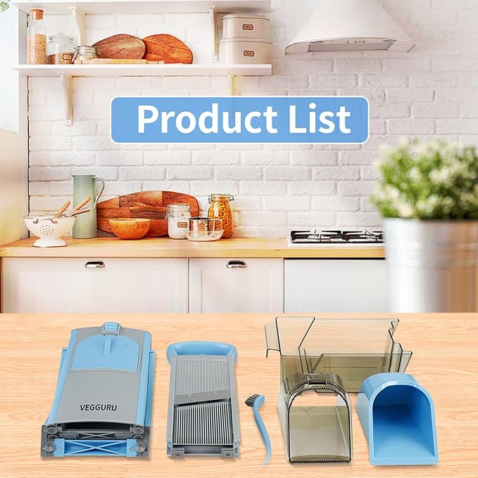 Safer Mandoline Food Slicer, Thickness Adjustable Vegetable Chopper, Onion Slicer Tomato Cutter Dicer, Multifunctional Kitchen Food Fruit Chopper