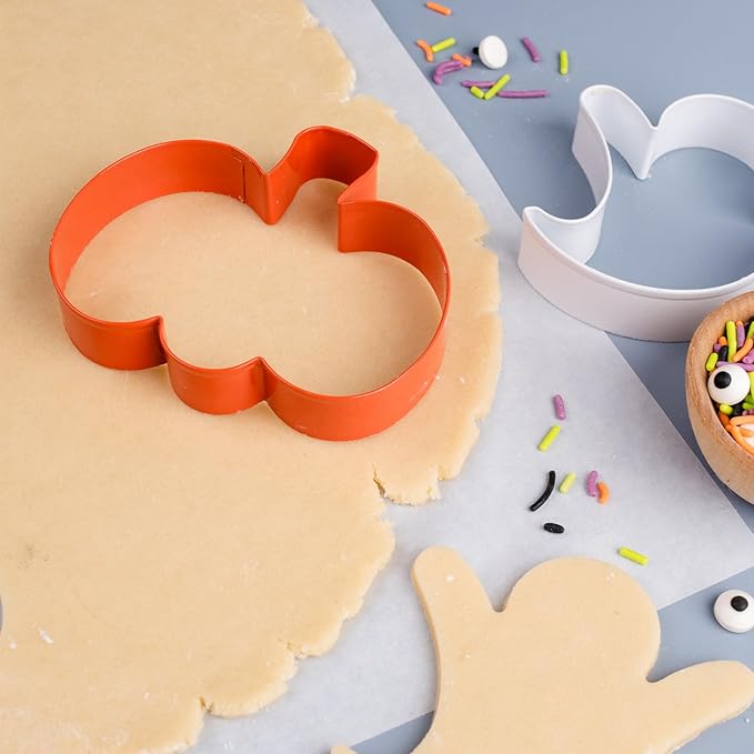 Sweets Indeed Halloween Cookie Cutters with Sprinkle Mix & Candy Eyeballs – 2 oz Sprinkles + 3 Food-Safe Cookie Cutters (Pumpkin, Ghost, Bat) | Halloween Baking & Decorating Kit