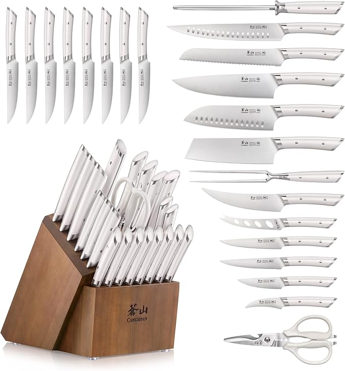 Cangshan HELENA Series German Steel Forged Knife Block Set (23-Piece, White)