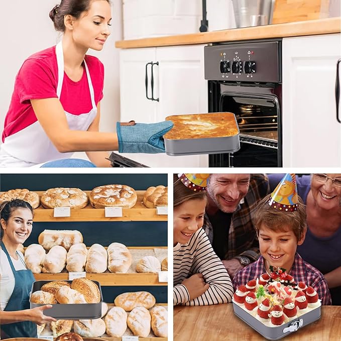 Rectangle Springform Cake Pans Set,Not-Stick Cheesecake Pans with Removable Bottom Stainless Steel Bakeware DIY Baking Mold Funny Cake Tins with Scrapers for Kitchen Birthday Valentine Day Wedding