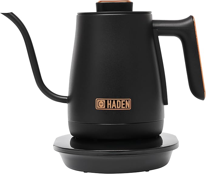 Haden Electric Tea Kettle, Gooseneck Hot Water Boiler, 0.6L Teapot, Black/Copper