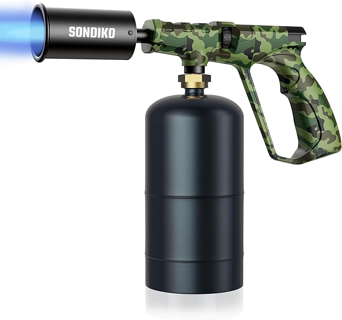 Sondiko Propane Torch Head, Powerful Kitchen Torch for Cooking, BBQ, Sous Vide and Steak Searing, Adjustable Blow Torch - Perfect Campfire Charcoal Starter, Gas Welding Kit(Propane Tank Not Included)