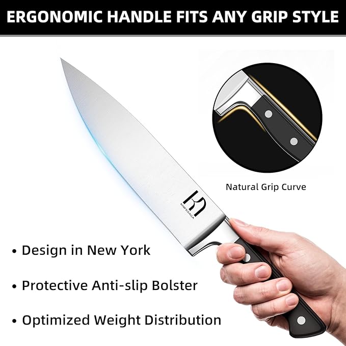 Knife Set, 15 Pcs Kitchen Knife Block Set, Enduring Razor-Sharp Japanese High Carbon Stainless Steel Chef Knife Set with Block and Sharpener, Premium Knives Set for Kitchen, Black Acacia