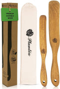 Skinny Wooden Spurtle Set of 2 for Sourdough Starter – Handcrafted Wooden Sourdough Stir Stick & Spatula – Multipurpose Spurtle for Bread Dough Mixing, Cooking & Baking Tools Set