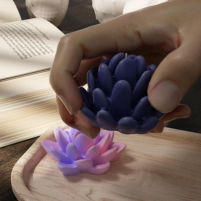 34 Pack Flower Succulent Candle Mold Resin Casting Silicone Molds for Home Decor & Candle Making Wave Spiral Mold