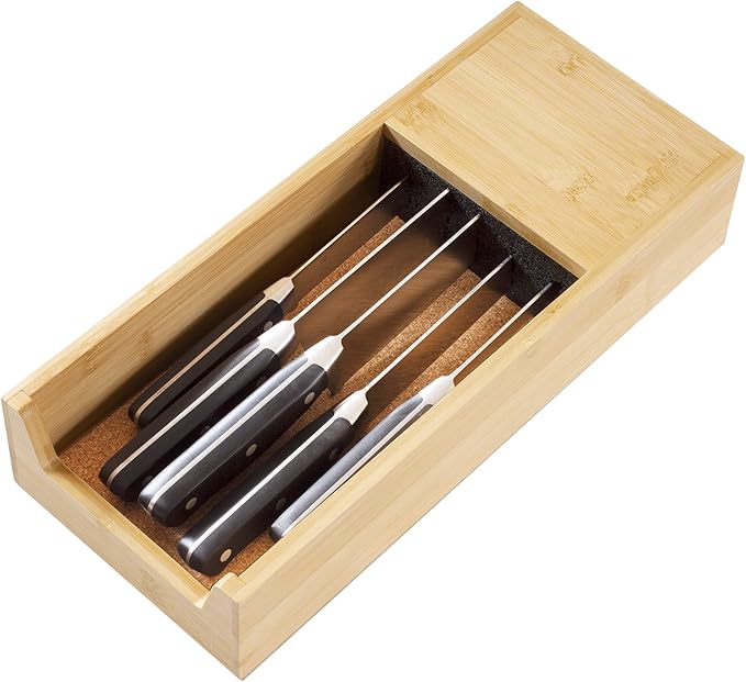 Totally Bamboo Universal Knife Caddy, Organizer and Holder for Drawer or Countertop