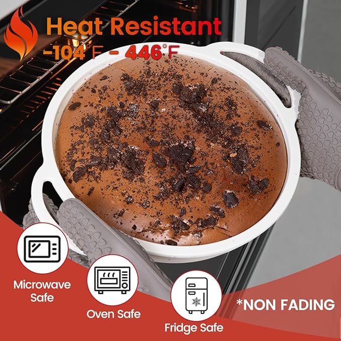 9 Inch Round Cake Pan, Metal Reinforced Frame Silicone Cake Mold for Baking with Handle Easy to Move 2 Pack Confetti