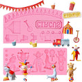 Circus Fondant Molds, Clown Elephant Silicone Molds, Bus Kitchen Baking Tools (2 Pcs) for Cake Decorating, Cupcake Toppers, Candy Chocolate, Cookies, Mousse, Bread, Polymer Clay, Epoxy, Birthday Party