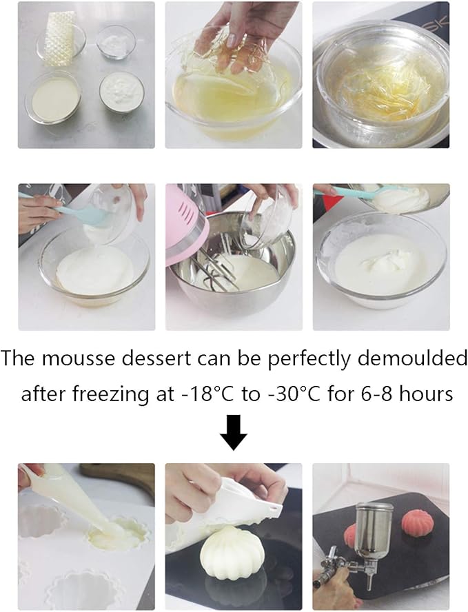 OCPO KITCHEN Cube Silicone Mold for Baking Mousse Cake, French Dessert, Pastry, Chocolate, Brownie, Ice Cream, Pudding, Ice Mold, 3D Cube Shape (8-Cavity)