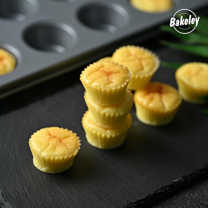 Mini Muffin Cake Pan, 24-Cavity Non-Stick Tiny Cupcake Pan Bakeware for Oven Baking (Dark Grey)