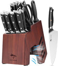 MAD SHARK Knife Set, 17 Pieces Kitchen Chef Knife Set with Block, Precision Forged High Carbon Stainless Steel Ultra Sharp Knives Block Sets, Home Cooking Perfect Cutlery Set Gift Box