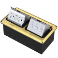 KYHSHJ Dual Pop-Up Floor Electrical Outlet Box Kit，20 Amp Stainless Steel GFCI TR Receptacle Outlet，3-Port RJ45 Datacom Receptacle，Waterproof Gasket with IP44 Waterproof Rating,，ETL Listed, Brass