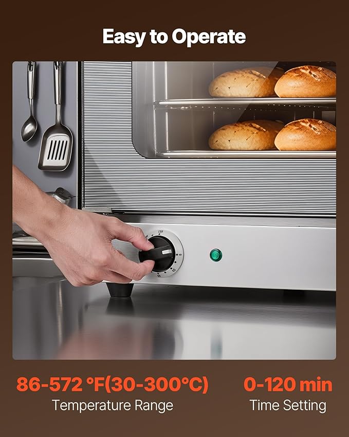 VEVOR Commercial Convection Oven, 4.24 cu.ft Conventional Countertop Oven for Full-Size Pans, Electric Convection Ovens with 4 Racks, 360° Hot Air Circulation, for Bakery, Restaurant & Pizza Shop