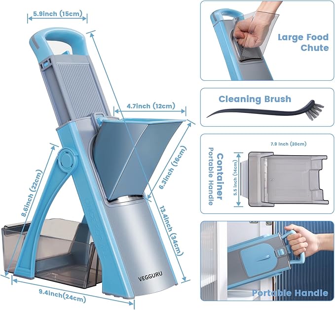 Safer Mandoline Food Slicer, Thickness Adjustable Vegetable Chopper, Onion Slicer Tomato Cutter Dicer, Multifunctional Kitchen Food Fruit Chopper