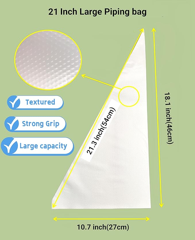 21 Inch Extra Large Piping Bags 100 Pack - Disposable Pastry Bags - Thick Anti-Burst Pastry Icing Frosting Piping Bags For Decorating Cupcakes Cakes Cookies (Large 21 Inch-100 Pack)