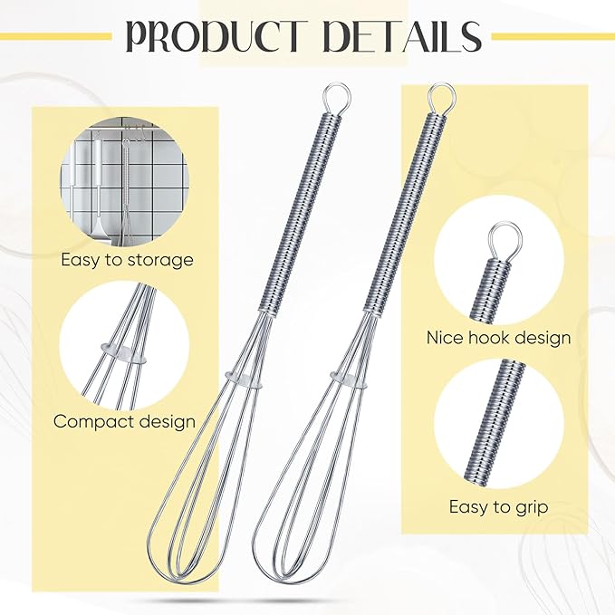Baderke 10 Pcs 6 Inch Mini Whisk Bulk Small Whisks for Cooking 304 Stainless Steel Tiny Whisk for Baking, Whipping, Beating Eggs, Mixing Sauces, Blending Ingredients