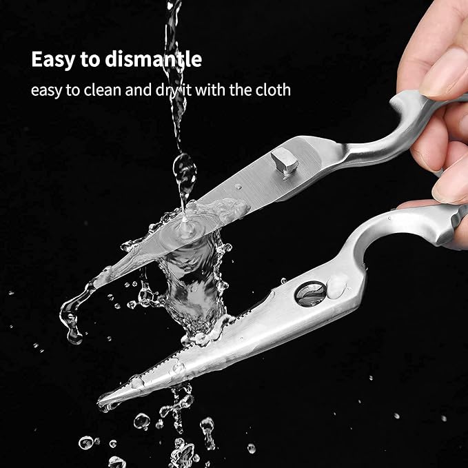 Stainless Steel Kitchen Shears Heavy Duty Full-Steel Forged Metal Scissors for Food, Professional Chef Shears Bone Cutting Meat Pizza Scissors Kitchen Utensils Come Apart, Silver