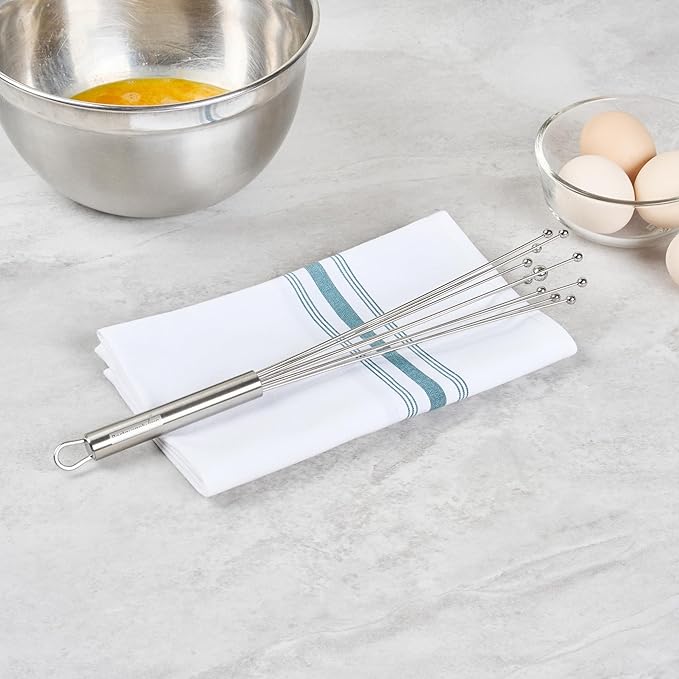 Restaurantware-German Standard 12.6 Inch Ball Whisks, 6 Dishwashable Kitchen Whisks - Ergonomic Handle, Durable, Stainless Steel Manual Egg Beater, Suitable For Whisking, Stirring, Mixing, Beating