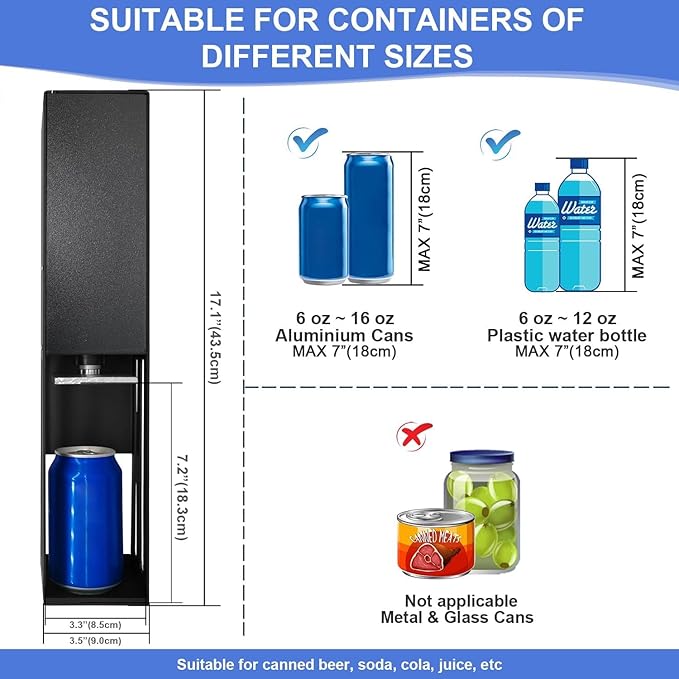Electric Can Crusher, Automatic Can Crushers for Recycling 8oz 12oz & 16oz Cans, Electric Can Smasher for Recycling Aluminum Cans, Heavy-Duty Smasher for Aluminum Seltzer, Soda, Beer Cans