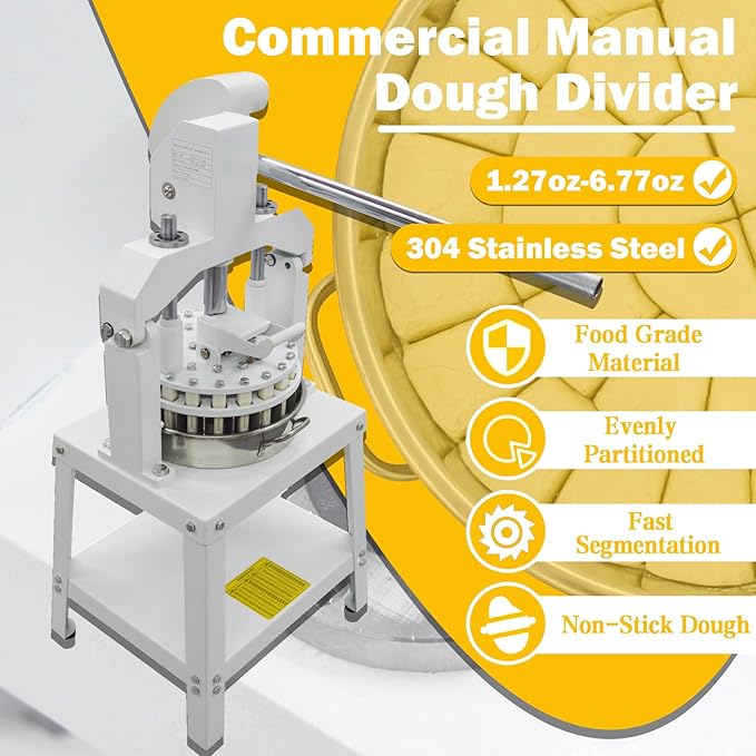 TECHTONGDA Commercial Dough Divider Rounder Machine Manual 30PCS Dough Cutter Hand Press Bread Bakery Dough Dividing Machine