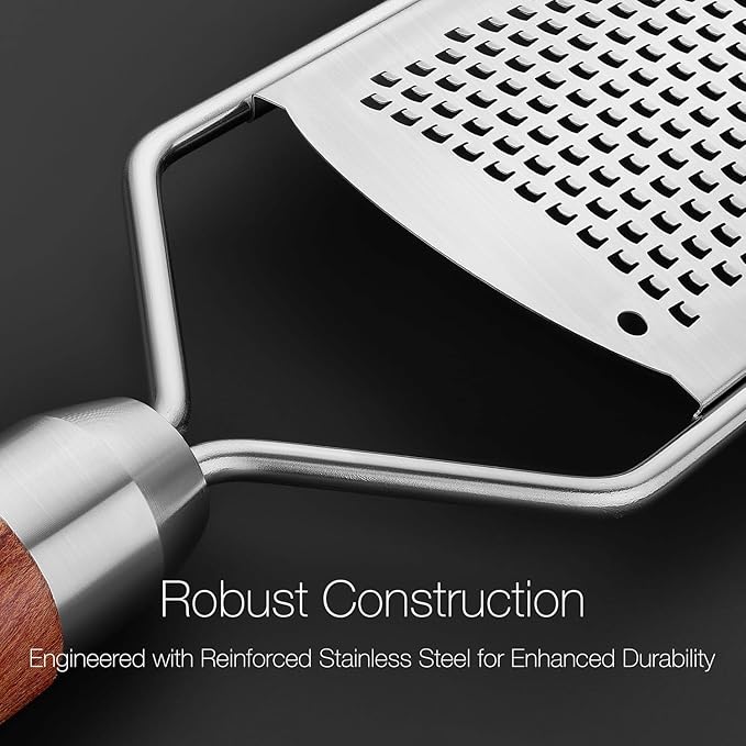 KULUNER Professional-Grade Lemon Zester with Fine Blades, Lightweight Cheese/Vegetable Grater, Solid Wood Handle Design - Rust-Resistant, Durable, Essential Kitchen Tool （A2）